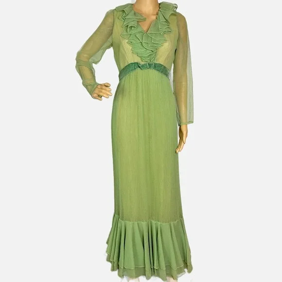 Miss Elliot Dresses Vintage Miss Elliot Mint Green Ruffled - Main Image